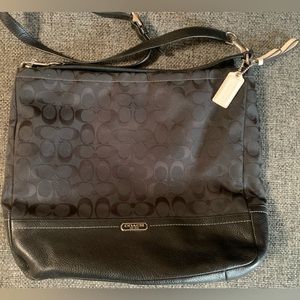 Black leather/fabric Coach bag
